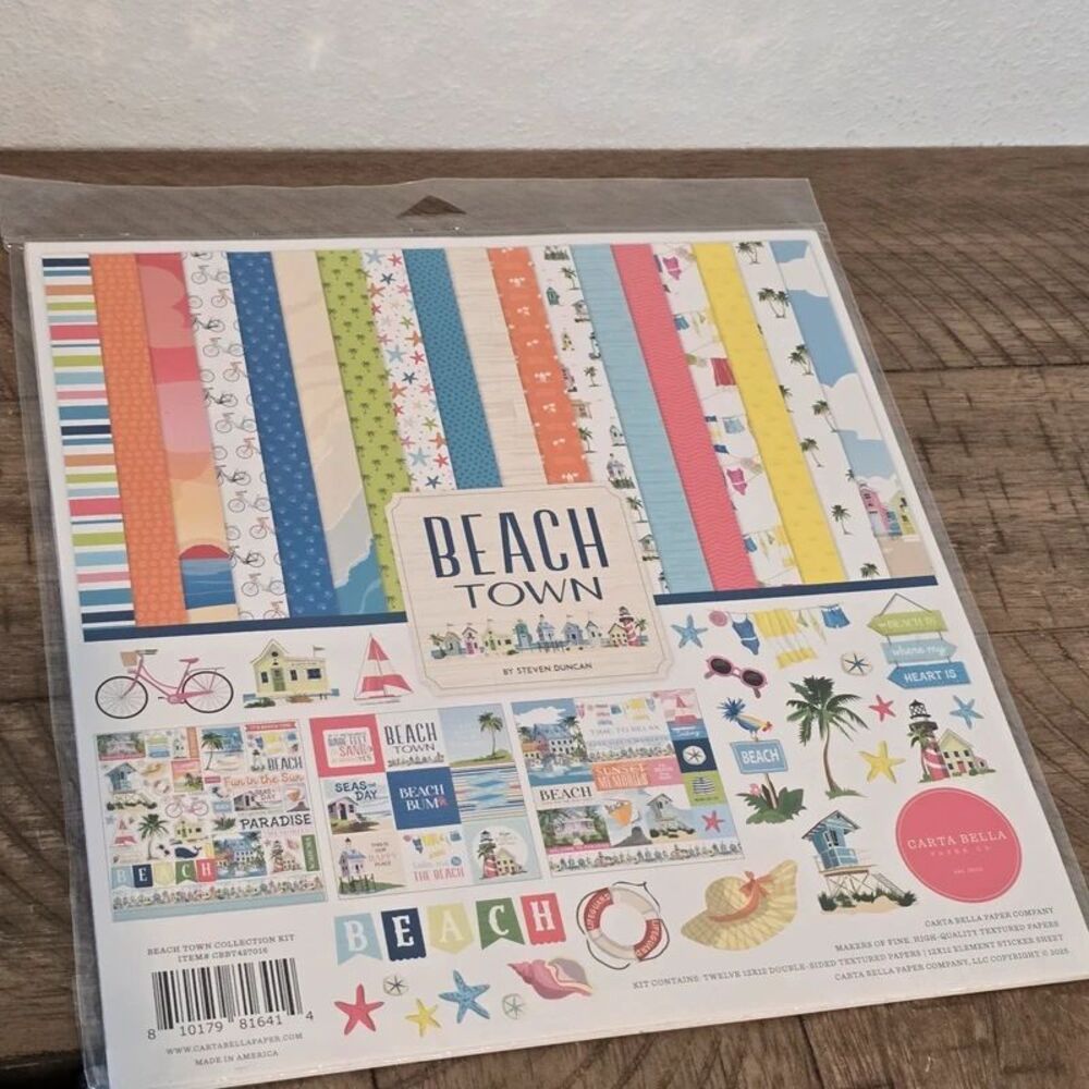 Carta Bella Beach Town 12x12 Scrapbook Collection Kit Paper Stickers Steven Dunc